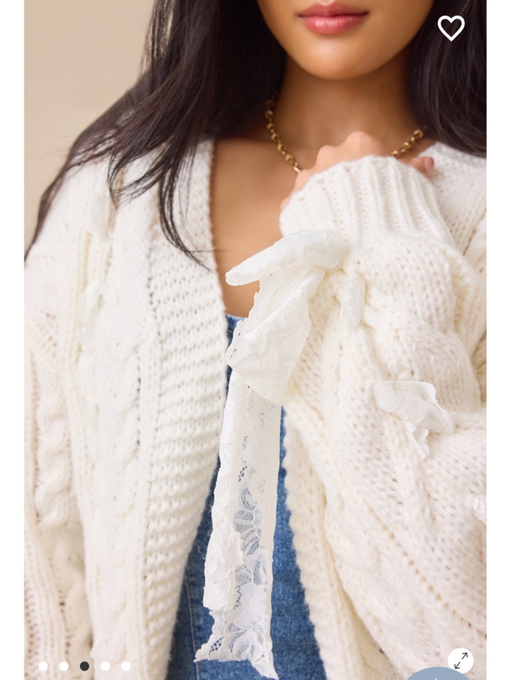 Dove Lace Ribboned Cardigan New with Tags Altar’d State - Picture 3 of 5